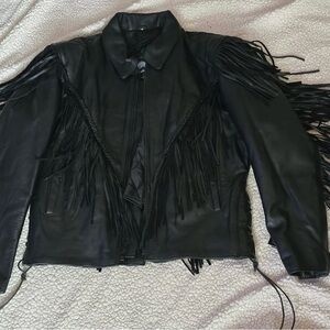Vintage feing Black Leather Jacket